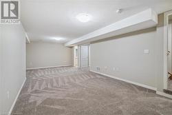 Basement with carpet and a textured ceiling - 