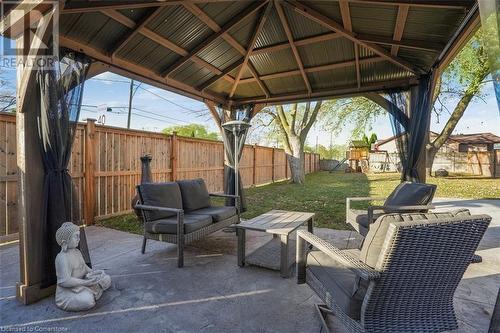 View of patio / terrace featuring a gazebo and a playground - 25 Rockwood Avenue, St. Catharines, ON - Outdoor With Deck Patio Veranda