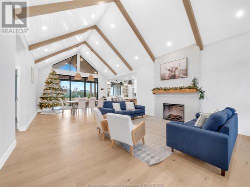 19 Sunningdale, Leamington, ON - Indoor Photo Showing Living Room With Fireplace