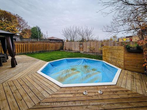 51 Branthaven Dr, Hamilton, ON - Outdoor With Above Ground Pool With Deck Patio Veranda With Backyard