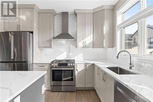 All stainless steel appliances in this chef inspired kitchen. - 68 Hubble Heights, Ottawa, ON - Indoor Photo Showing Kitchen With Upgraded Kitchen