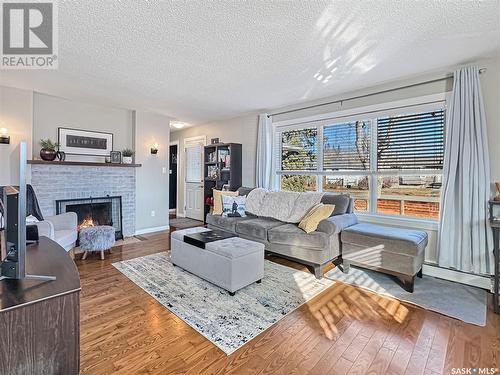 614 Godkin Avenue, Balcarres, SK - Indoor Photo Showing Living Room With Fireplace