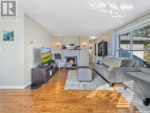 614 Godkin Avenue, Balcarres, SK - Indoor Photo Showing Living Room With Fireplace