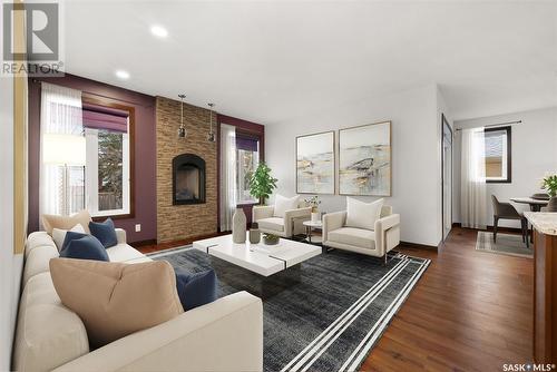 3525 Evans Court, Regina, SK - Indoor Photo Showing Living Room With Fireplace