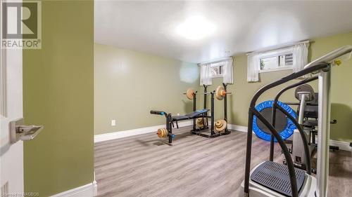 Exercise area featuring light hardwood / wood-style floors - 490 7Th Street W, Owen Sound, ON - Indoor Photo Showing Gym Room