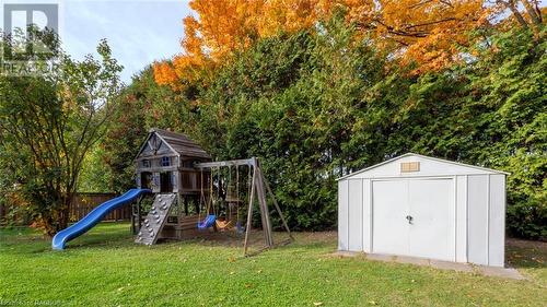 View of playground with a storage unit and a lawn - 490 7Th Street W, Owen Sound, ON - Outdoor