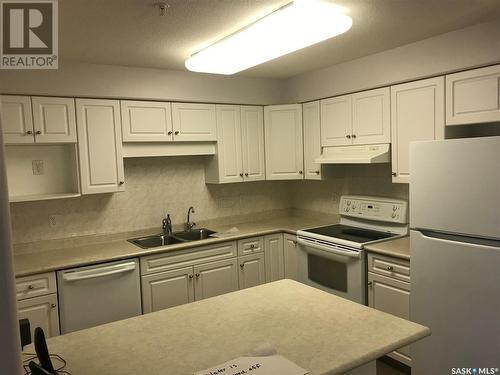 114 2300 Tell Place, Regina, SK - Indoor Photo Showing Kitchen With Double Sink