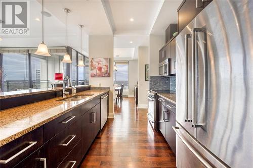 201 Front Street North Unit# 1003, Sarnia, ON - Indoor Photo Showing Kitchen With Double Sink With Upgraded Kitchen