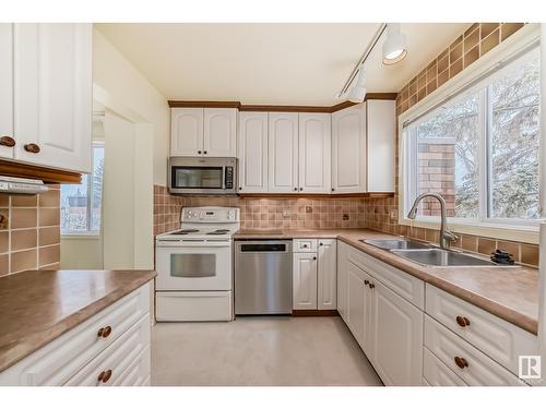 17404 76 Av Nw, Edmonton, AB - Indoor Photo Showing Kitchen With Double Sink