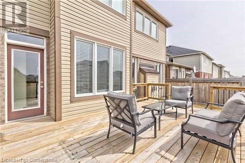 Wooden terrace featuring an outdoor hangout area - 906 Farmstead Drive, Milton, ON - Outdoor With Deck Patio Veranda With Exterior