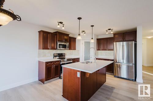 8017 Shaske Dr Nw, Edmonton, AB - Indoor Photo Showing Kitchen With Stainless Steel Kitchen With Double Sink