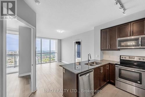 3408 - 3975 Grand Park Drive, Mississauga, ON - Indoor Photo Showing Kitchen With Stainless Steel Kitchen With Double Sink