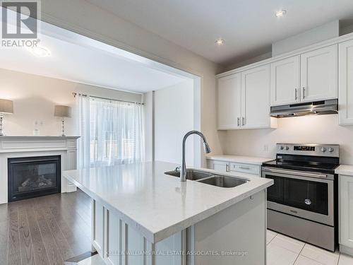 18 Heming Trail, Hamilton, ON - Indoor Photo Showing Kitchen With Fireplace With Double Sink With Upgraded Kitchen