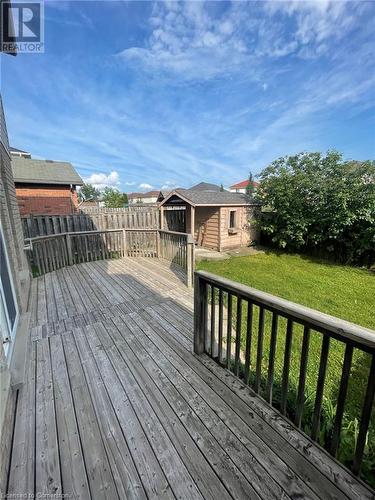 Deck featuring an outdoor structure and a yard - 126 Peach Blossom Crescent, Kitchener, ON - Outdoor With Deck Patio Veranda With Exterior