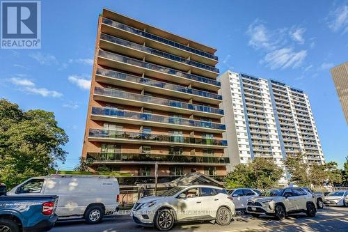 201 - 81 Charlton Avenue E, Hamilton, ON - Outdoor With Balcony With Facade