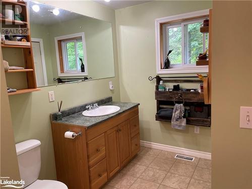 Bathroom featuring tile patterned floors, vanity, a healthy amount of sunlight, and toilet - 1010 Fern Glen Road, Emsdale, ON - Indoor Photo Showing Bathroom