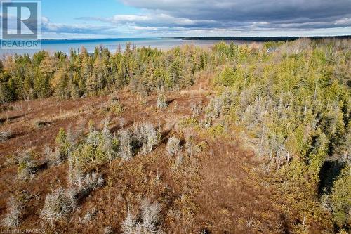 Crown Land behind the property, Birds eye view of property featuring a water view - 1 Williamson Place, South Bruce Peninsula, ON - Outdoor With Body Of Water With View