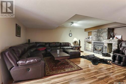 120 Birch Lane, Prince Albert, SK - Indoor Photo Showing Living Room With Fireplace