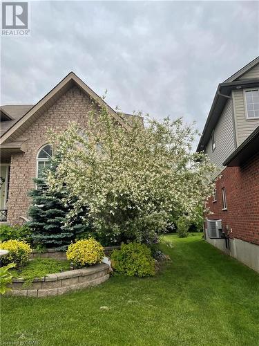 View of home's exterior featuring a lawn and cooling unit - 613 Black Street, Fergus, ON - Outdoor