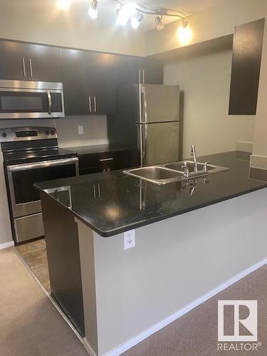 #324 3315 James Mowatt Tr Sw, Edmonton, AB - Indoor Photo Showing Kitchen With Stainless Steel Kitchen With Double Sink