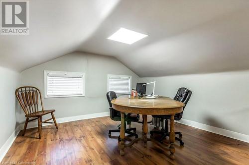 Home office with hardwood / wood-style floors, a wealth of natural light, and lofted ceiling - 9 Adam Street, Cambridge, ON 