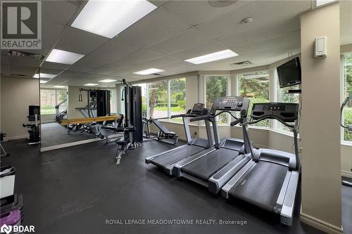 Exercise room featuring a drop ceiling and a wealth of natural light - 135 Hillcrest Avenue Unit# 1013, Mississauga, ON - Indoor Photo Showing Gym Room