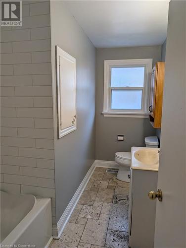 Bathroom with vanity and toilet - 175 Oxford Street Unit# A, Kitchener, ON - Indoor Photo Showing Bathroom