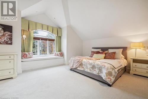 Bedroom featuring carpet and lofted ceiling - 1143 Riverbank Way, Oakville, ON 