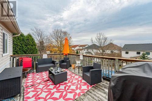 Wooden deck with outdoor lounge area and grilling area - 727 Zermatt Drive, Waterloo, ON - Outdoor With Deck Patio Veranda With Exterior