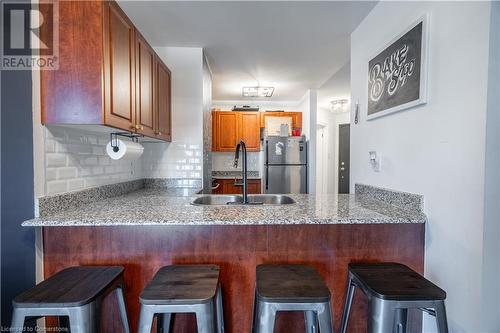 135 James Street Unit# 1115, Hamilton, ON - Indoor Photo Showing Kitchen With Double Sink