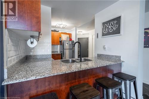 135 James Street Unit# 1115, Hamilton, ON - Indoor Photo Showing Kitchen With Double Sink