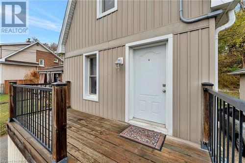 Property entrance with a deck - 59 Buffalo Street, Brantford, ON - Outdoor With Exterior