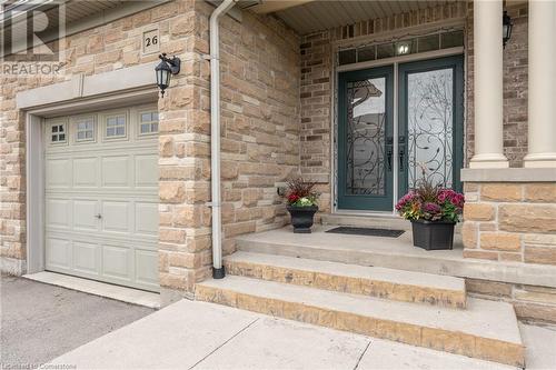 Doorway to property featuring a garage - 26 Summerberry Way, Hamilton, ON - Outdoor