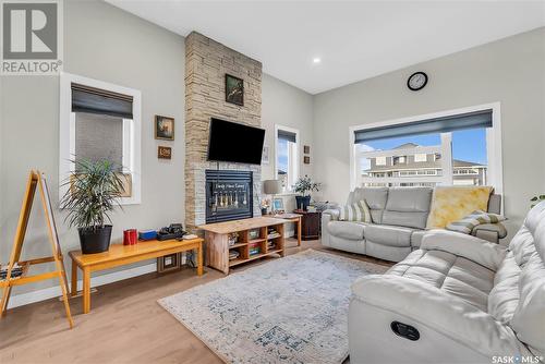 358 Arscott Crescent, Saskatoon, SK - Indoor Photo Showing Living Room With Fireplace