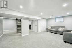 Living room featuring light colored carpet - 