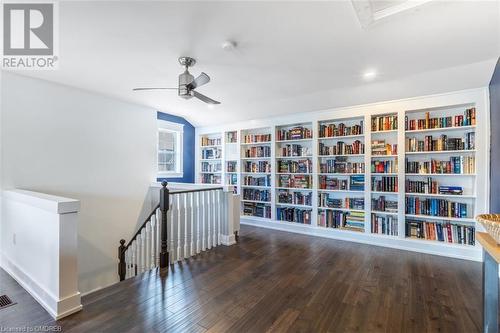 Unfurnished room with ceiling fan and dark wood-type flooring - 259 Littlewood Drive, Oakville, ON - Indoor