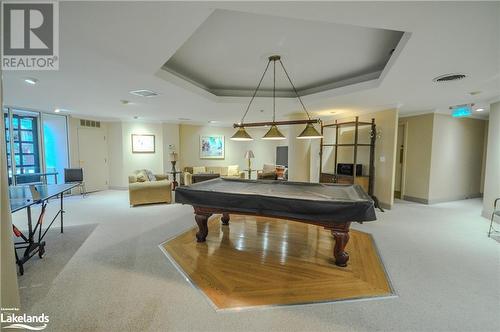 Game with billiards, piano, kitchen, & amenities - 16 Raglan Street E Unit# 211, Collingwood, ON - Indoor Photo Showing Other Room