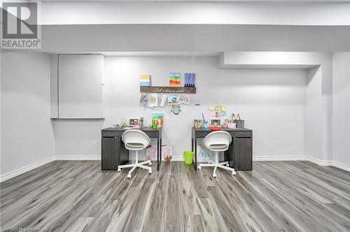 Office area featuring dark wood-type flooring - 1145 Riddell Crescent, Hamilton, ON - Indoor