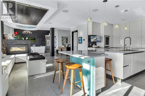 2613 Dube Road, Sudbury, ON - Indoor Photo Showing Kitchen With Fireplace With Upgraded Kitchen