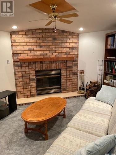 525 Fir Crescent, Carrot River, SK - Indoor Photo Showing Living Room With Fireplace