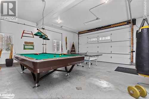 Rec room with concrete flooring and pool table - 3298 Seydel Lane Lane, Coldwater, ON - Indoor Photo Showing Other Room