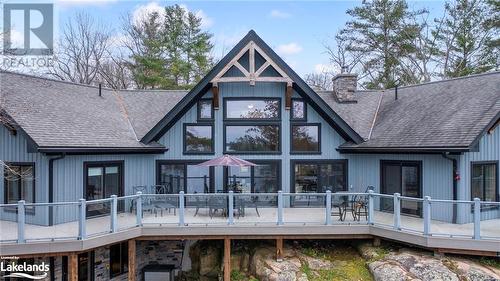 Rear view of house with a deck - 3298 Seydel Lane Lane, Coldwater, ON - Outdoor With Deck Patio Veranda