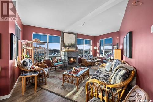 301 530 J Avenue S, Saskatoon, SK - Indoor Photo Showing Living Room With Fireplace