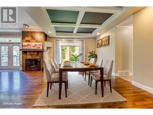 9291 Chinook Road, Vernon, BC - Indoor Photo Showing Dining Room With Fireplace