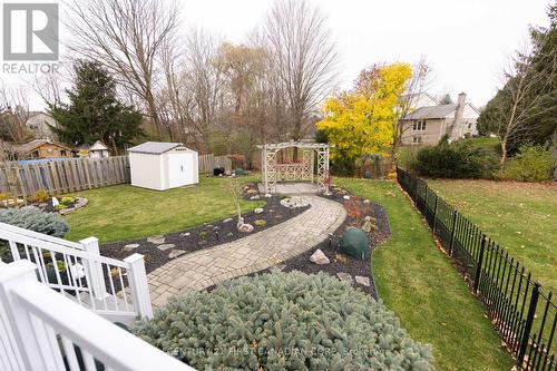 Garden pergola and shed - 2 Sauve Avenue, St. Thomas, ON - Outdoor With Backyard