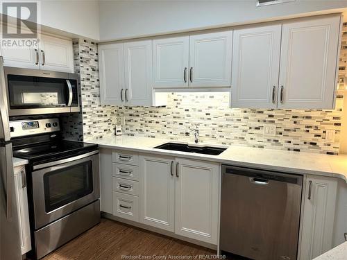 5064 Wyandotte Street East Unit# 206, Windsor, ON - Indoor Photo Showing Kitchen With Stainless Steel Kitchen With Double Sink With Upgraded Kitchen