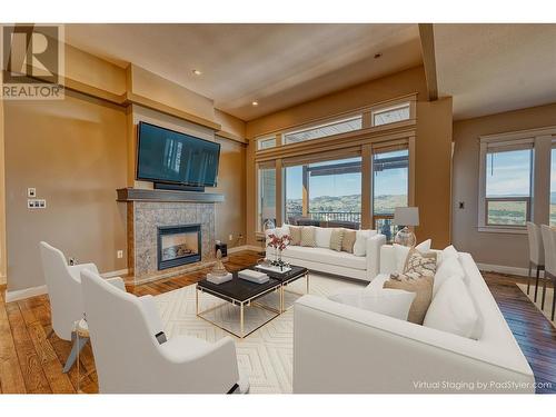 1010 Mt Revelstoke Place, Vernon, BC - Indoor Photo Showing Living Room With Fireplace