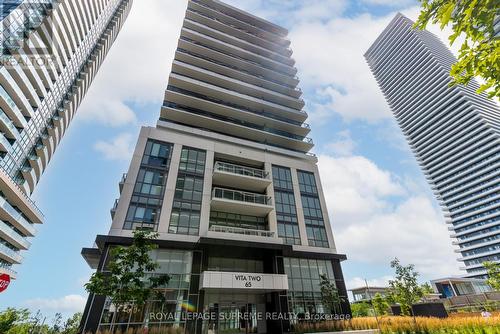 203 - 65 Annie Craig Drive, Toronto, ON - Outdoor With Balcony With Facade