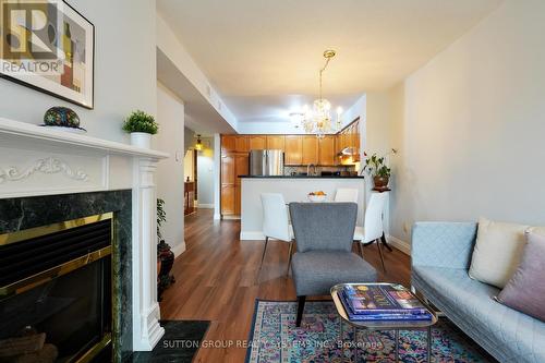 255 - 60 Barondale Drive, Mississauga, ON - Indoor Photo Showing Living Room With Fireplace