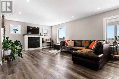 The Monk Acreage, Edenwold Rm No. 158, SK - Indoor Photo Showing Living Room With Fireplace